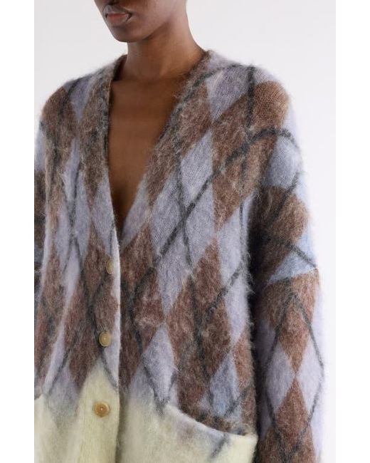 Acne Brown Katcher Argyle Mohair & Wool Blend Cardigan