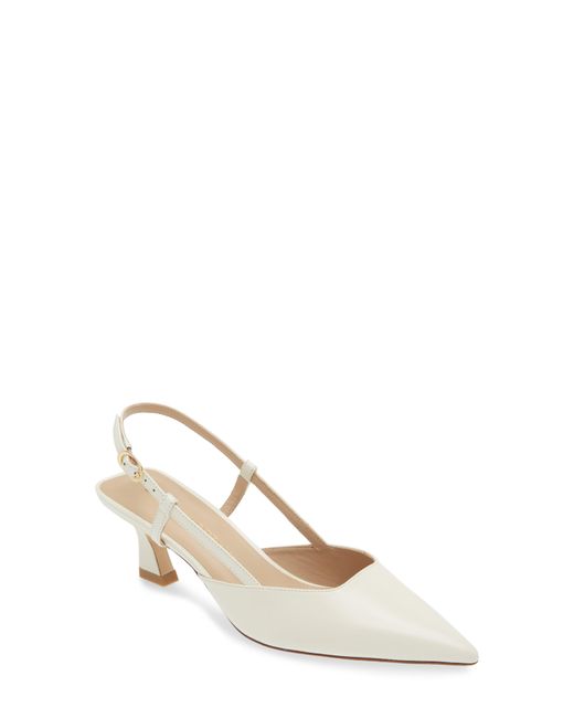 Stuart Weitzman White Vinnie 50 Slingback Pump