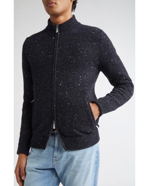 Eleventy Blue Wool & Silk Blend Zip Cardigan for men