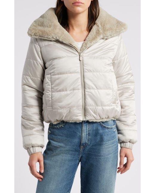 Save The Duck Natural Jeon Wind & Water Resistant Reversible Faux Shearling & Recycled Polyester Puffer Jacket