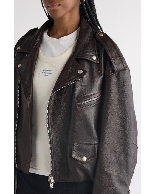 Acne Black Liso Leather Crop Moto Jacket
