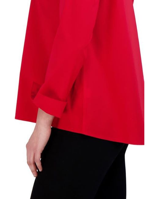 Foxcroft Red Agnes Split Cuff Popover Blouse