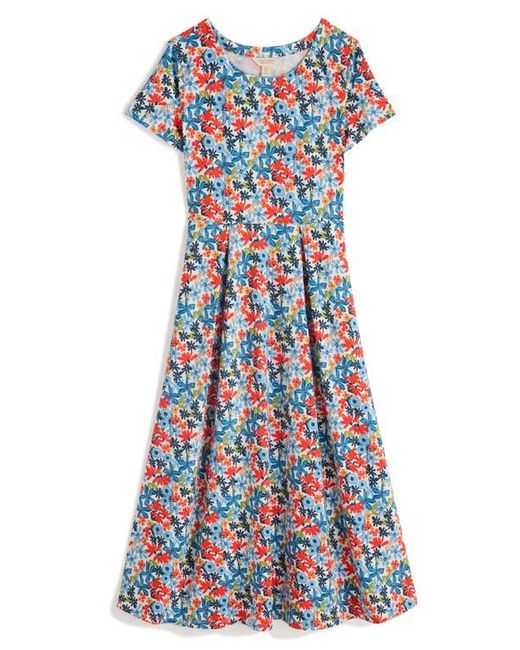 Seasalt Cornwall Blue Veronica Print Stretch Organic Cotton Midi Dress