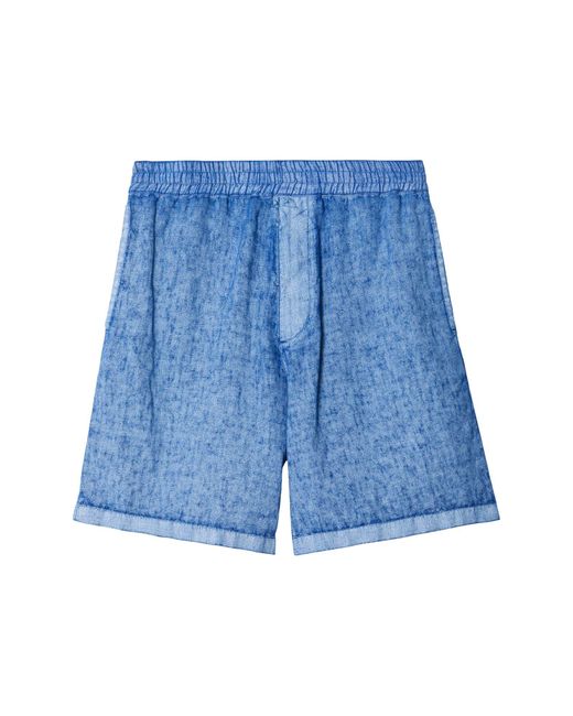 Burberry Blue Ekd Oversize Linen Shorts for men