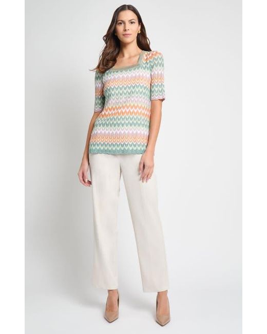 Misook Gray Pointelle Zigzag Knit Tunic