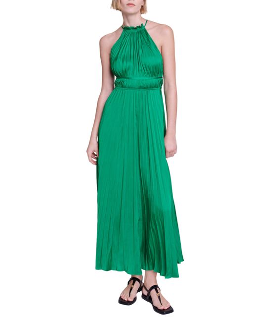 Maje Green Revilly Pleat Dress