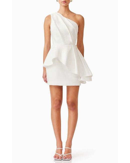 Elliatt White Gabi Asymmetric Peplum Minidress