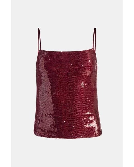 Kate Barton Red Sequin Column Tank