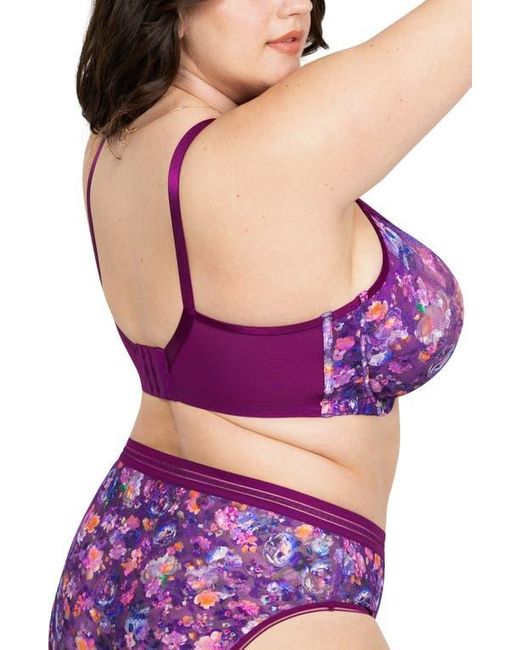 Curvy Couture Purple Print Underwire Unlined Bra