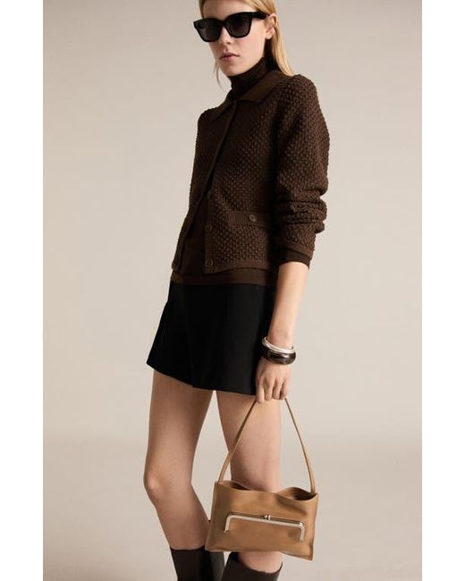 Mango Brown Textured Cardigan