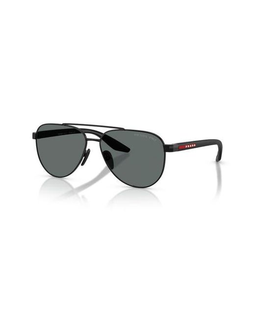 Prada Linea Rossa Gray 58Mm Polarized Pilot Sunglasses for men