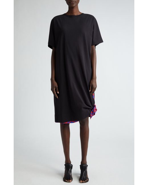 Dries Van Noten Black Oversize Asymmetric T-shirt Dress