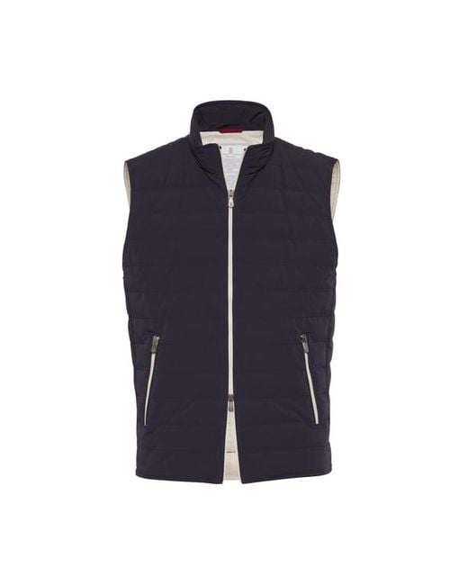Brunello Cucinelli Blue Lightweight Down Vest for men