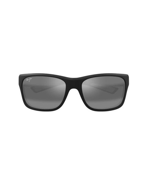 Maui Jim Black 'Ano Nui 63Mm Oversize Polarizedplus2 Rectangular Wrap Sunglasses for men