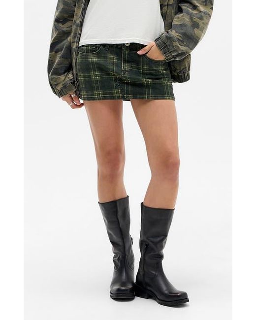 BDG Black Plaid Denim Ultra Miniskirt