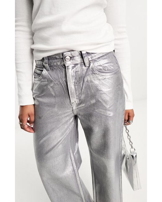 ASOS White Metallic Dad Jeans