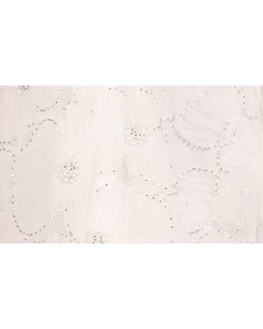 Petal & Pup White Ashly Beaded Floral One-Shoulder Cocktail Minidress