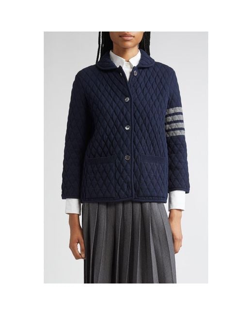 Thom Browne Blue 4-Bar Quilted Virgin Wool Blend Jacket
