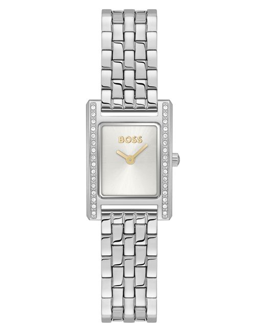 Boss White Lucy Precious Rectangular Watch, 18.5Mm