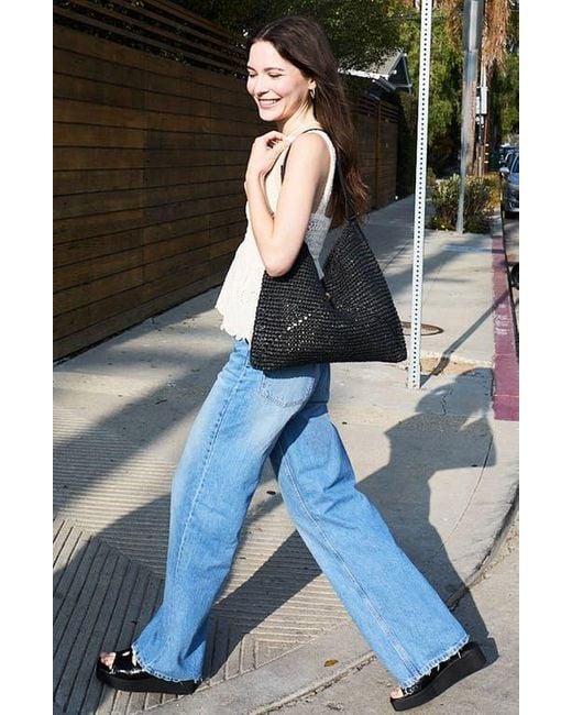 orYANY Black Raffia Triangle Shoulder Bag