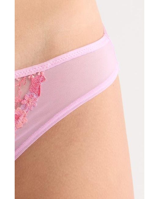 Hunkemöller Pink Lillia Embroidered Mesh Brazilian Panties