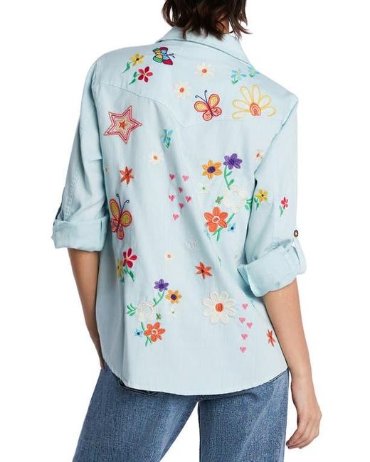 BILLY T Blue Sketchbook Embroidered Button-Up Shirt