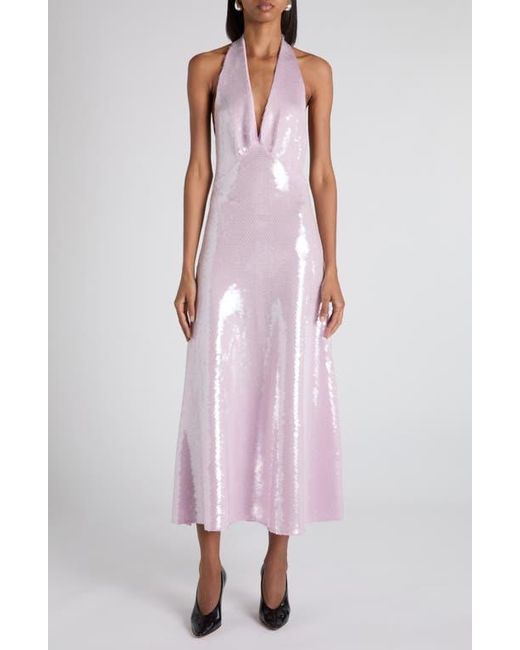 bottega veneta asymmetric halterneck midi dress Halter Sequin in Pink Lace Color:White Perfect for layering or Modest Solid White A-Line 105