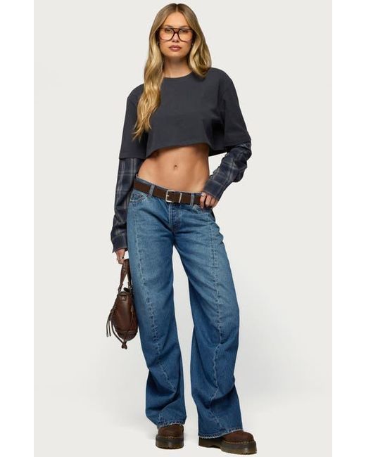 Edikted Blue Layered Crop Top
