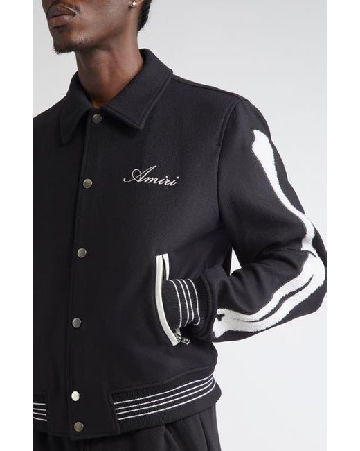 Amiri Black Bones Wool Blend Varsity Jacket for men