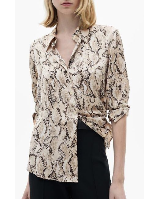 Mango Natural Print Satin Button-Up Shirt