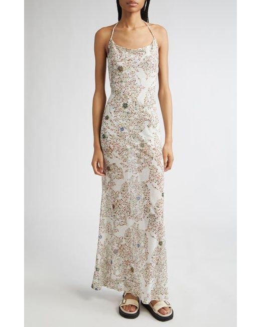Siedres White Nensi Semisheer Open Back Maxi Dress