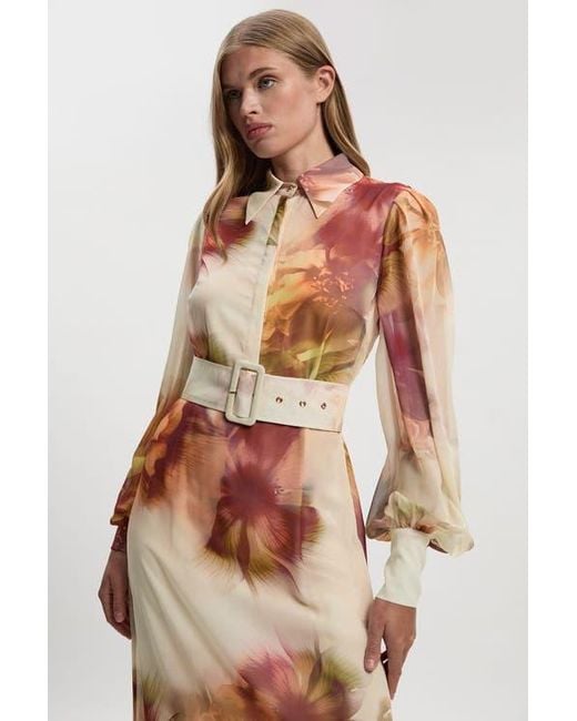 Karen Millen Natural Belted Woven Shirt Dress