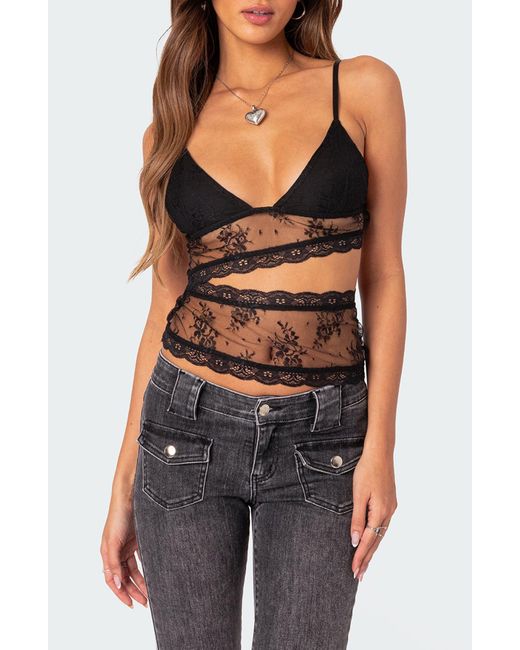 Edikted Black Spice Cutout Sheer Lace Camisole