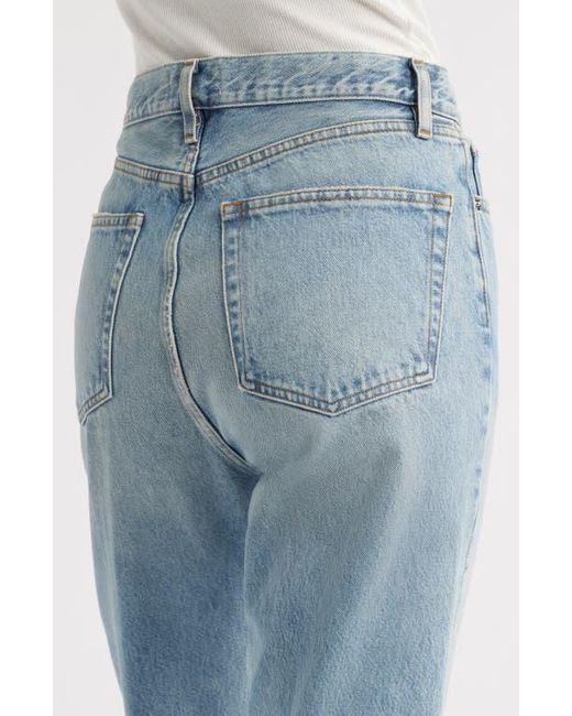 FRAME Blue The Vertical High Waist Ankle Relaxed Straight Leg Jeans