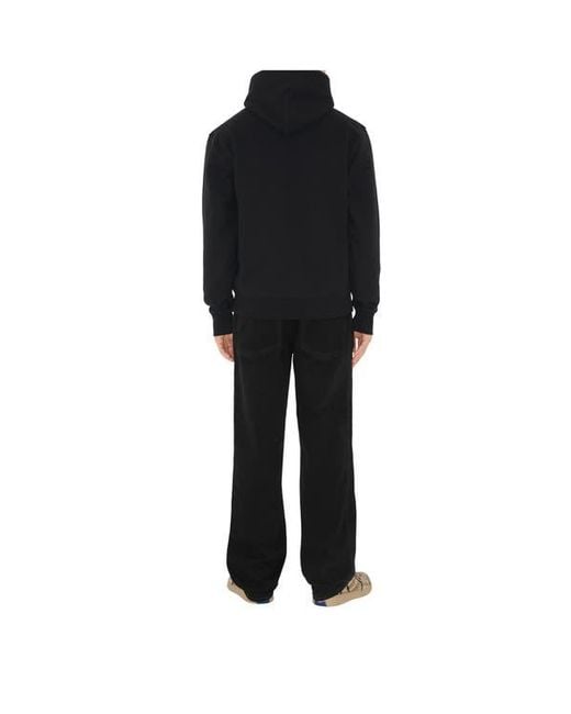 Burberry Black Check Label Cotton Hoodie for men