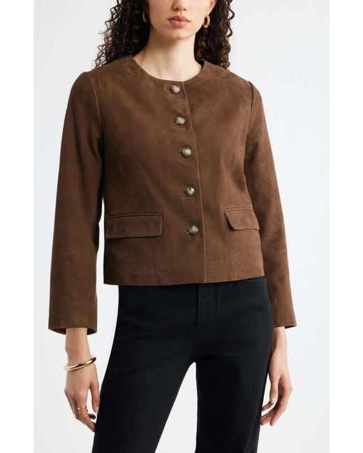 Nordstrom Black Crop Suede Jacket
