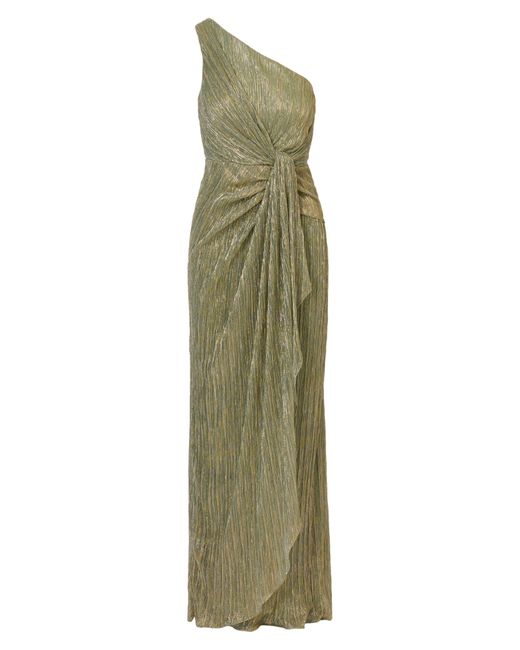 Adrianna Papell Green One-shoulder Evening Gown