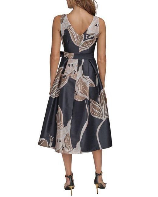 Donna Karan Black Faux Wrap Tie Waist Cocktail Dress