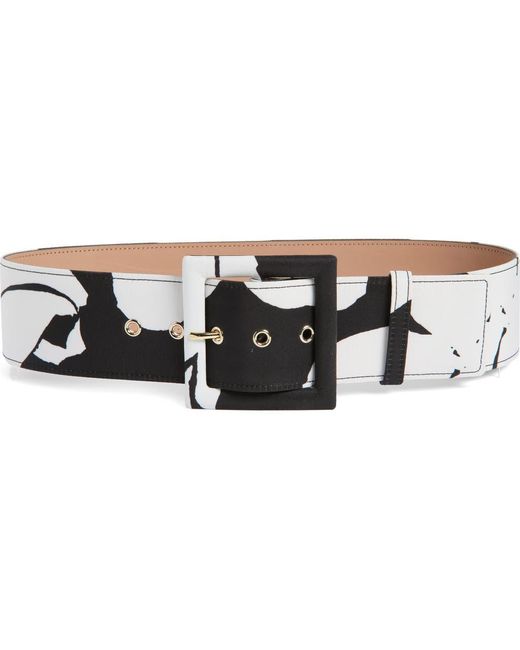 Carolina Herrera Black Icon Floral Print Belt