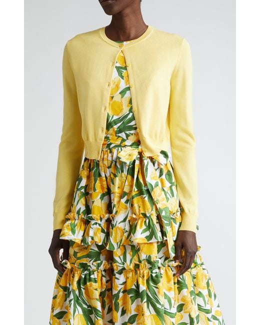 Carolina Herrera Yellow Silk & Cotton Cardigan