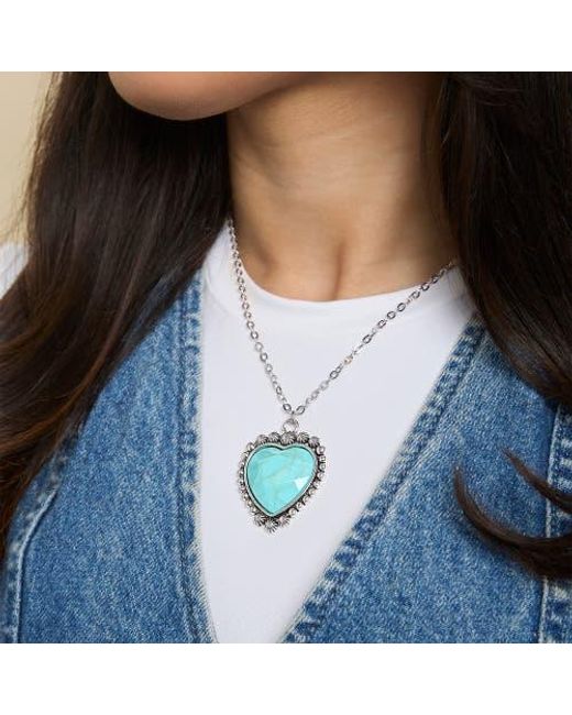 Jessica Simpson Blue Heart Necklace