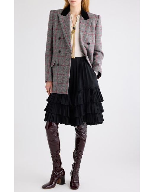 Chloé Gray Double Breasted Plaid Virgin Wool Blazer