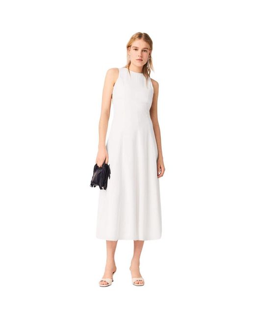 Maje Women's White Backless Midi Dress - ashbourne.org.uk