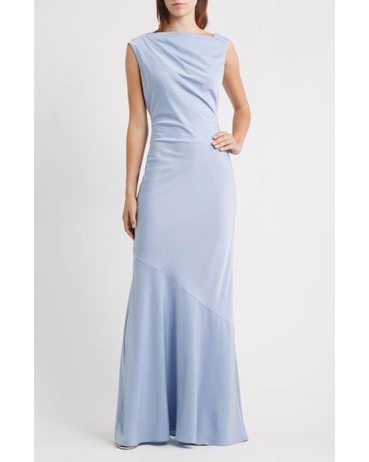 Lulus Blue Vida Pleated Bodice Cocktail Maxi Dress