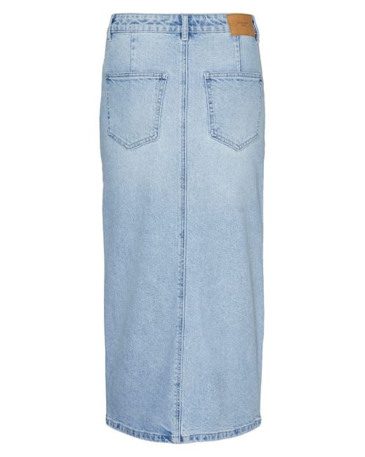 Vero Moda Blue Veri Slit Front Denim Midi Skirt