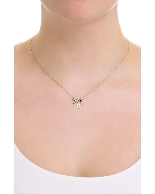ATHRA LUXE Metallic Cubic Zirconia Bow Initial Pendant Necklace