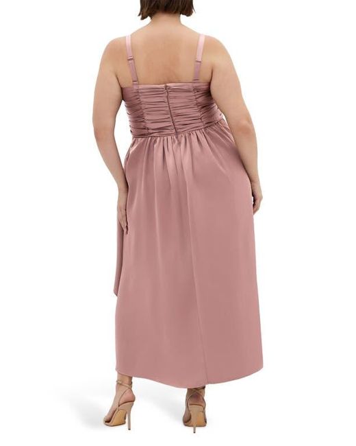 City Chic Pink Ania Gathered Evening Dress
