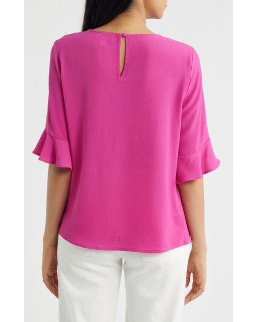 Cece Pink Ruffle Cuff Blouse