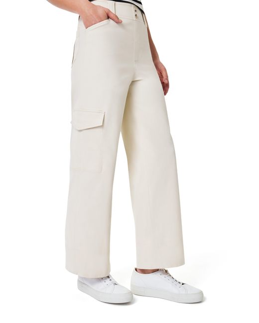 Spanx White Spanx Stretch Cotton Blend Twill Ankle Cargo Pants