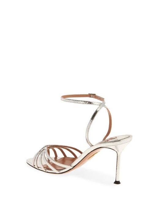 Aquazzura White Tell Me Snakeskin Embossed Sandal